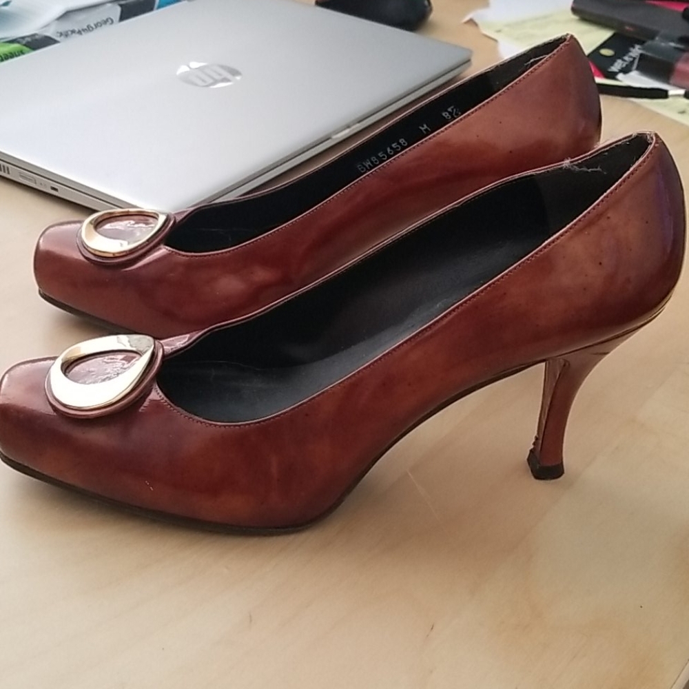 Stuart Weitzman Tortoise Patent Heel Size 8.5 - image 3